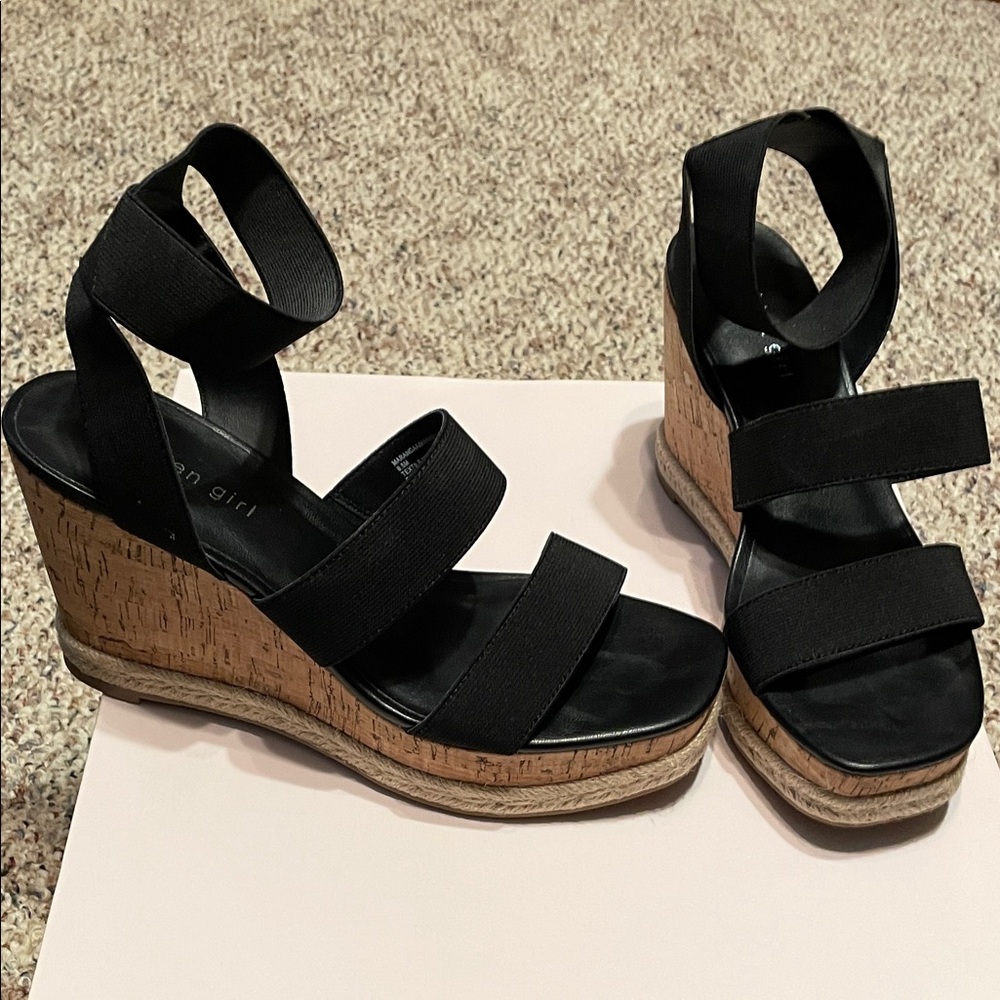 Madden Girl Black Wedge Sandals